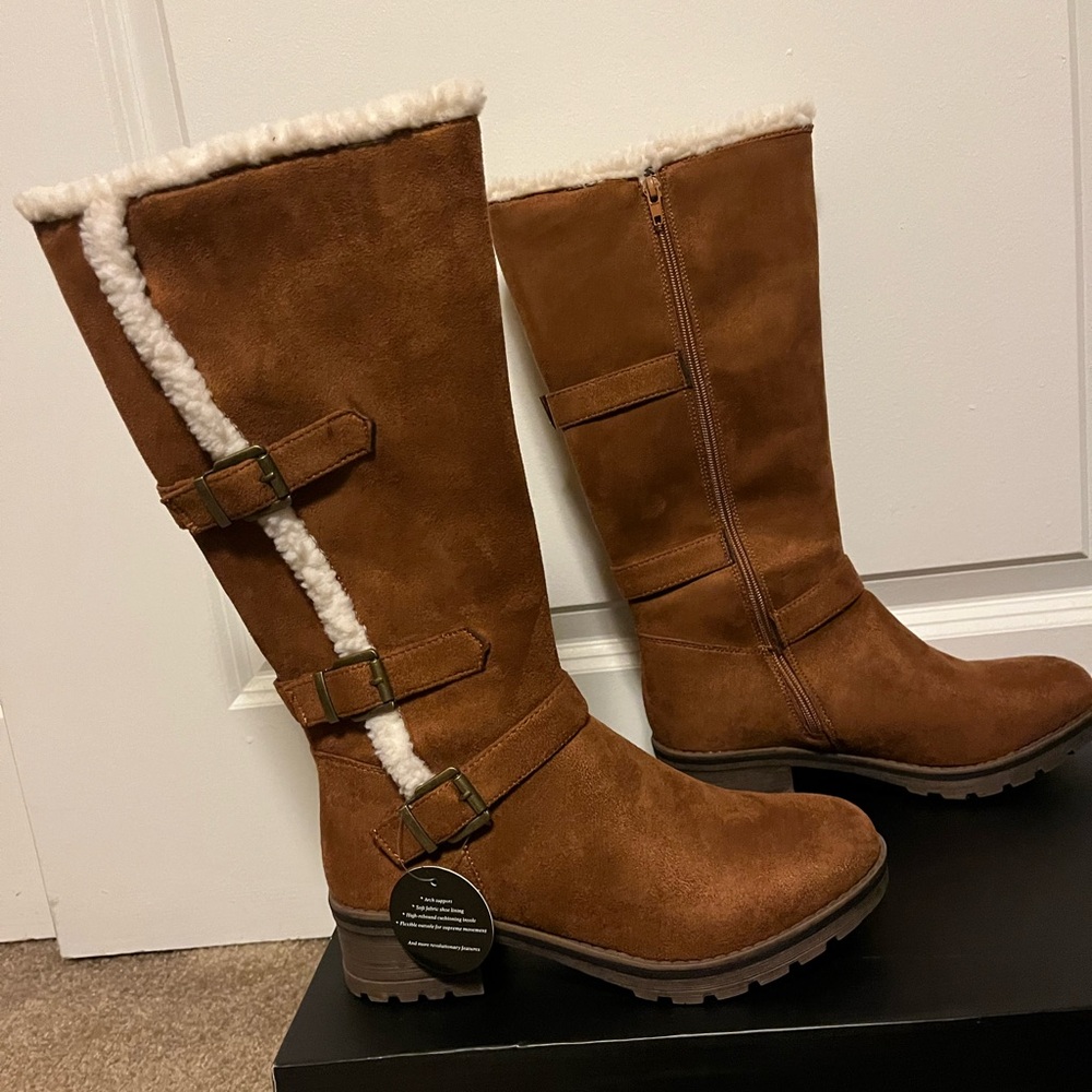 Alexis Bendel Women’s Tan Suede Knee High Boots